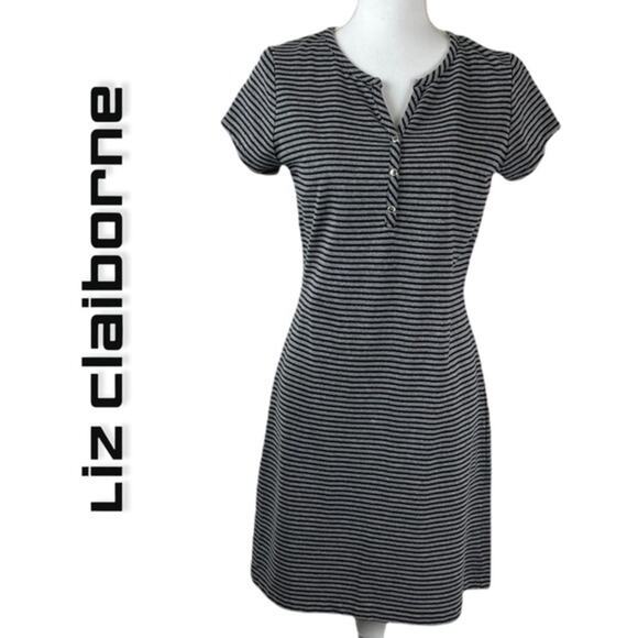 Liz Claiborne Sport Metallic Stripe Casual Sporty Tee Dress NWOT Size S - Picture 1 of 9